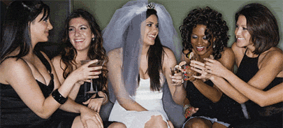 Bachelorette party celebrating at the Savage Men strip club.